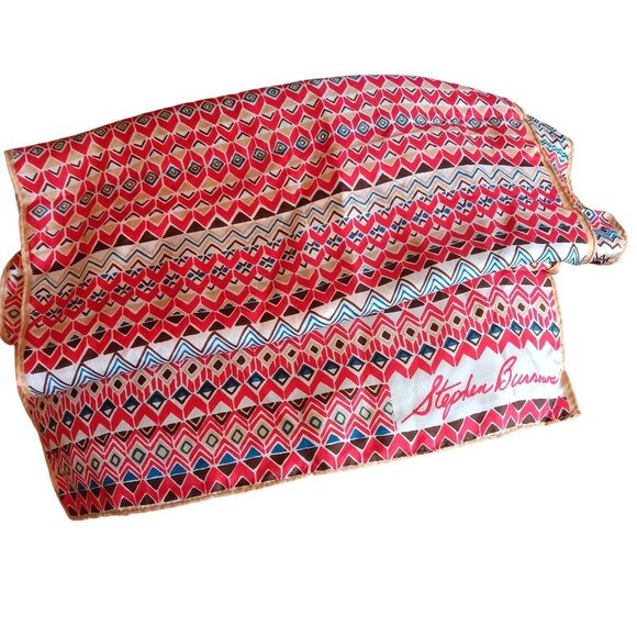 Vintage Boho Scarf Stephen Burrows Womens Geometric Pattern Designer 13x50" - Picture 3 of 3
